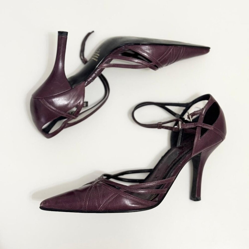 Carlos Santana Purple Pointy Strappy Pumps Stiletto Heels, Size 6.5